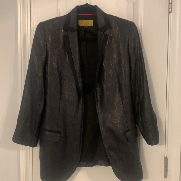 Nicole Miller Black Sequin Blazer size S classic elegant cocktail holiday - Picture 12 of 13